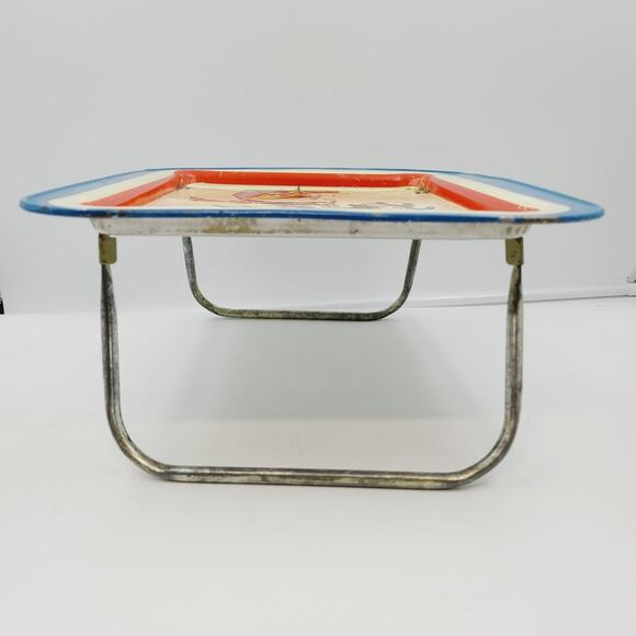 Children's TV Tray Bozo the Clown on TV w/ Folding Legs, Vintage 1960's Tin - Picture 3 of 10